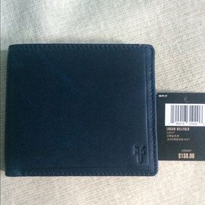 Men’s  navy blue FRYE wallet new in plastic w/ tag